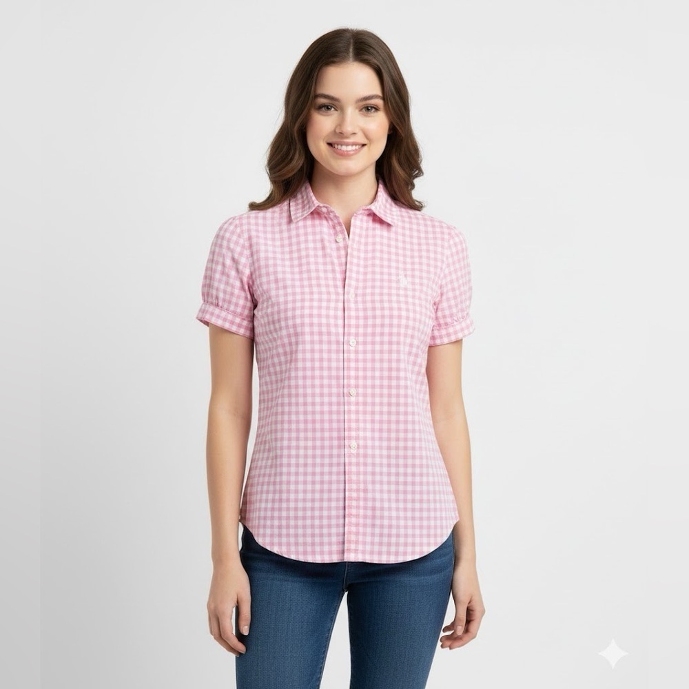 Ralph Lauren Pink Plaid Women’s Button Down Shirt